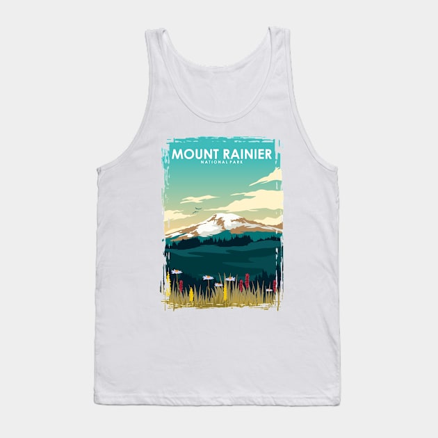 Mount Rainer National Park Travel Art Tank Top by jornvanhezik